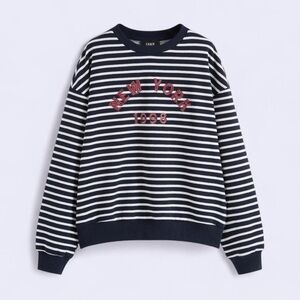 New York 1998 Terry Striped Oversized Sweatshirt